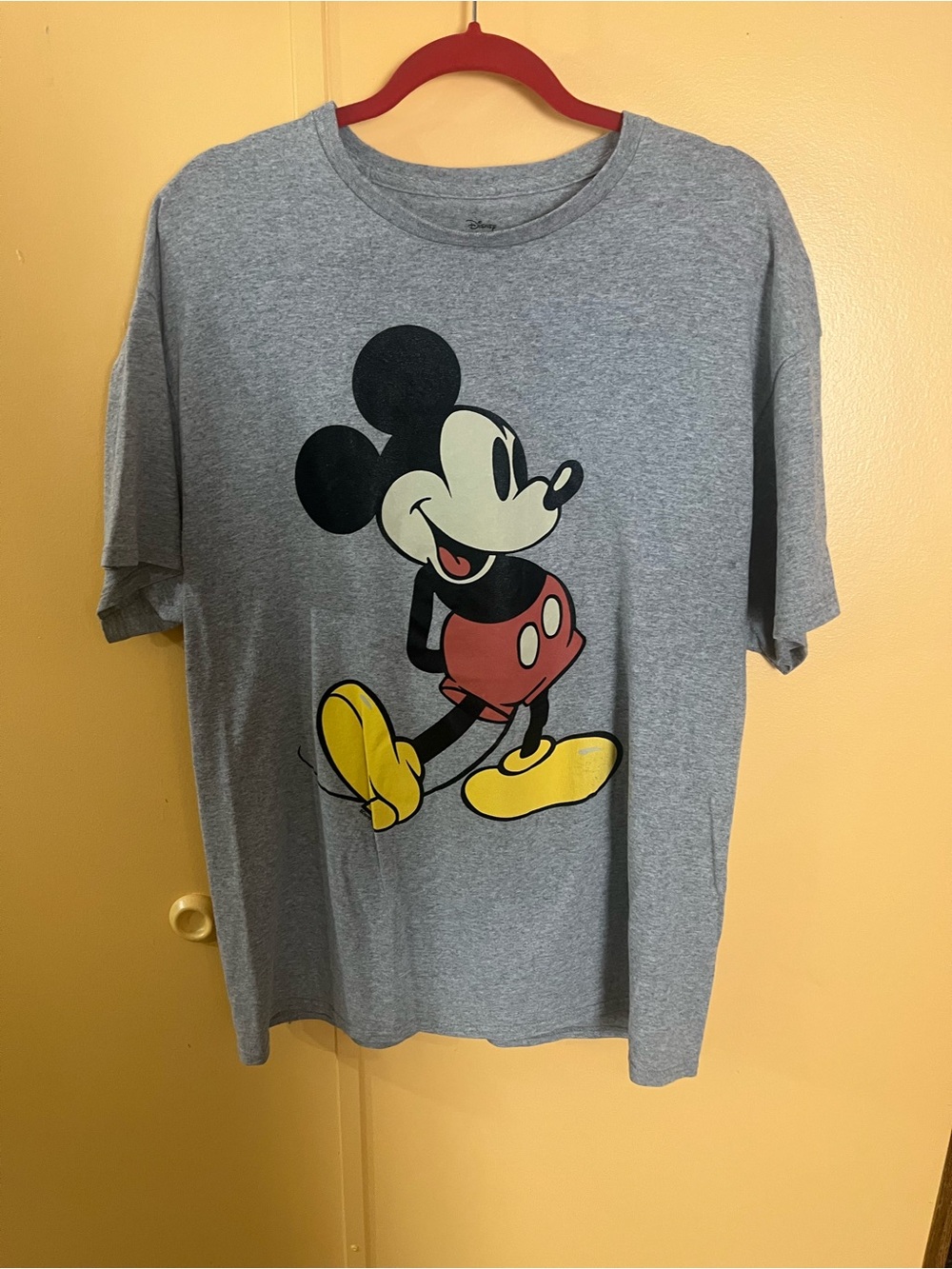 Disney Gray Mickey Mouse Graphic Tee with Yellow Shoes